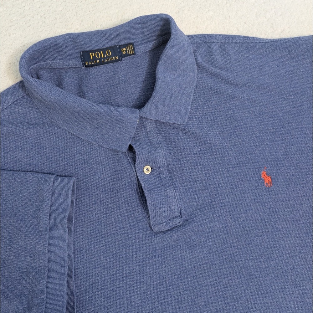 Polo Ralph Lauren Men's size 3XB Big Blue Polo Shirt Short Sleeve Orange Pony‎